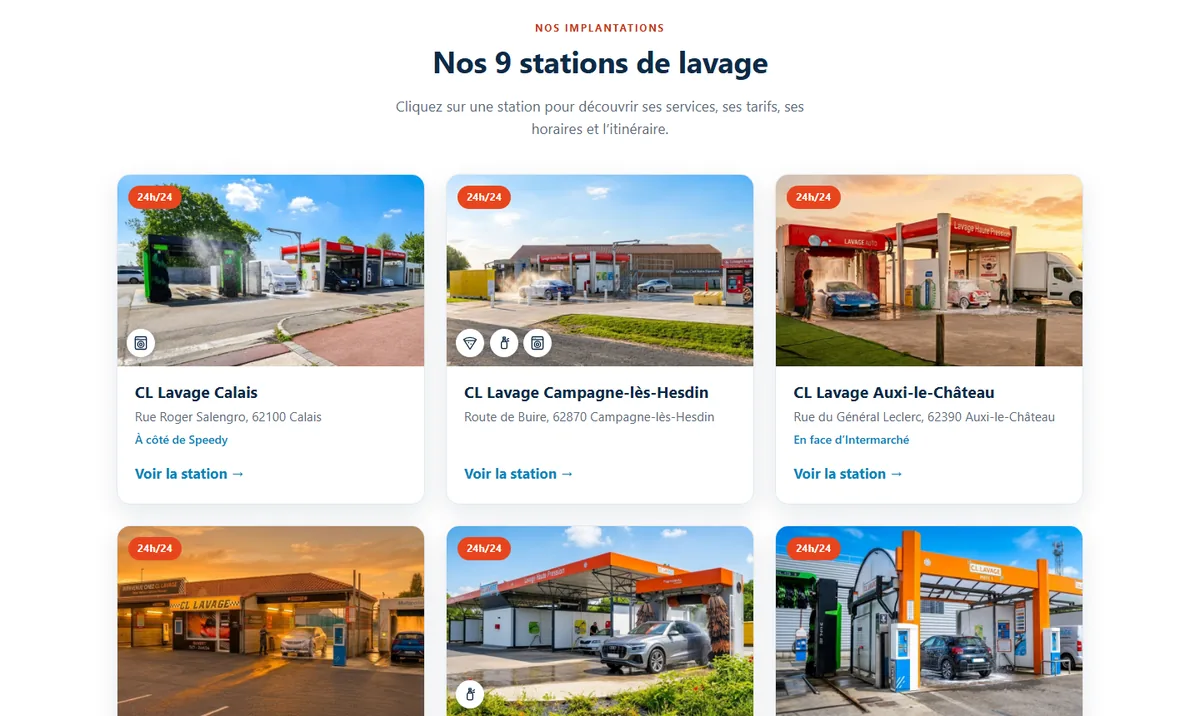 Les stations du réseau CL Lavage